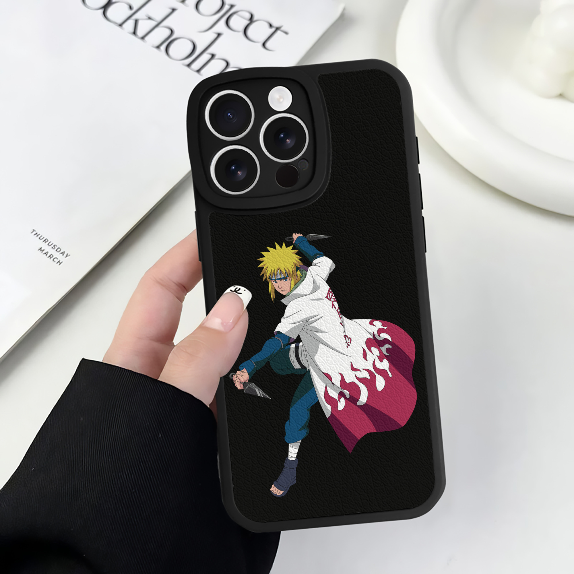 （画像用） NARUTO -ナルト- 波風 ミナト Namikaze Minato 【iPhone 16シリーズ対応】シリコンスマホケース（レザー調） 材質：シリコン